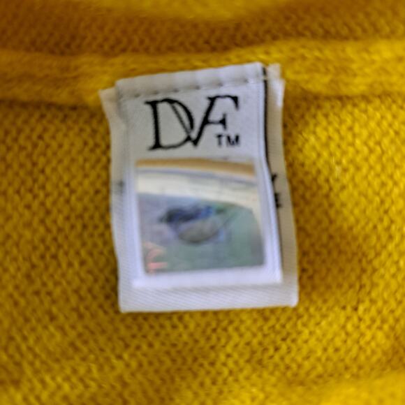 DIANE von FURSTENBERG Jasswinder Cashmere Sweater Large Boxy Turtleneck Yellow - Picture 7 of 11